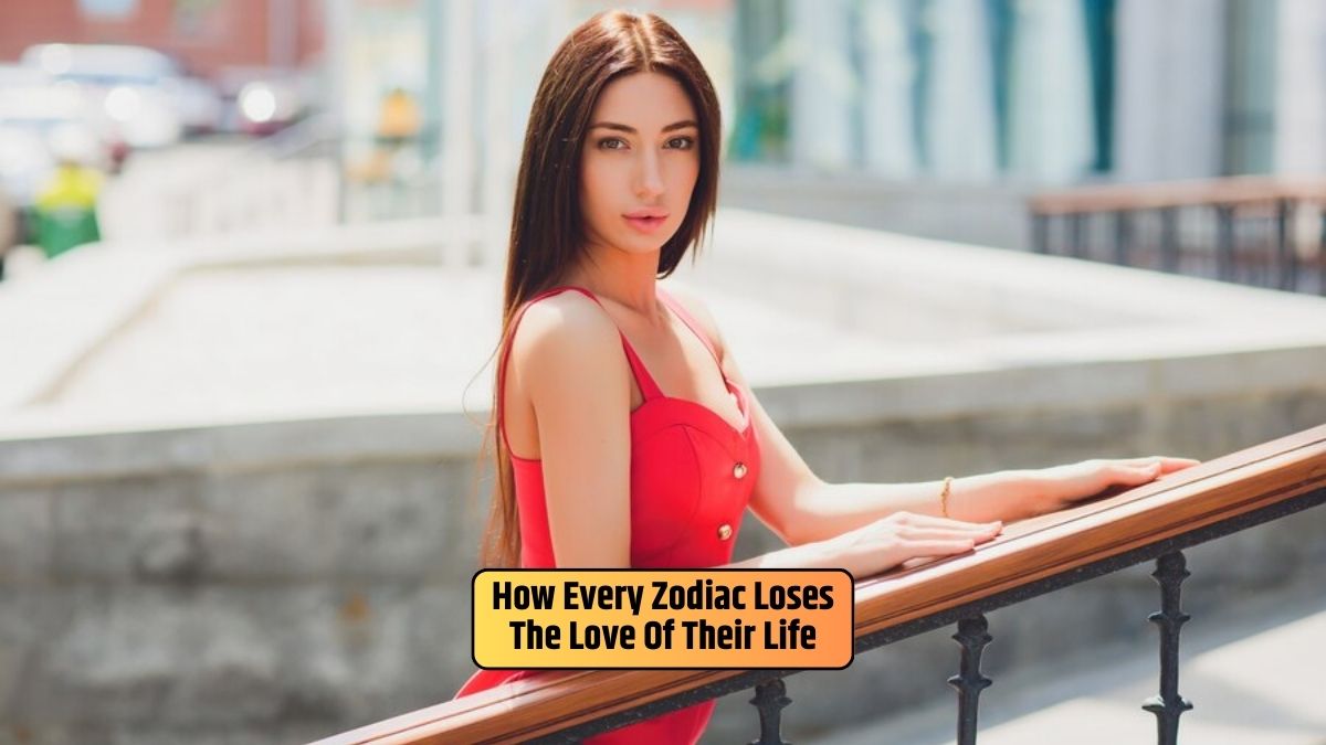 Wearing orange cloth, the beautiful girl contemplates how every zodiac sign may lose the love of their life.