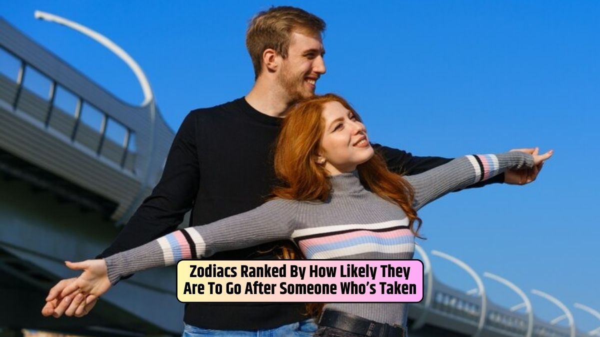Hugging her from behind, the boyfriend reflects on zodiacs ranked by their likelihood to pursue someone already taken.