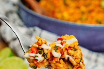 Cajun Chicken Rice, Recipe, Ground Chicken, Bell Peppers, Corn, Spinach, Cajun Seasoning, Ranch Dressing, Cheddar Cheese, Lime, Flavorful, Family Favorite, Quick, Easy.