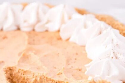 Marshmallow Pumpkin Pie, No-Bake Pumpkin Dessert, Graham Crust, Velvety Spiced Filling, Whipped Topping, Fall Treat, Cool Whip, Delicious, Pumpkin Puree,