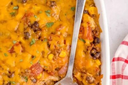 Mexican Ground Beef Casserole, Recipe, Ingredients, Cooking, Baking, Family Meal, Potluck, Flavorful Dish,